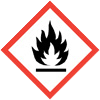 Losange contours rouge, fond blanc, flamme au centre